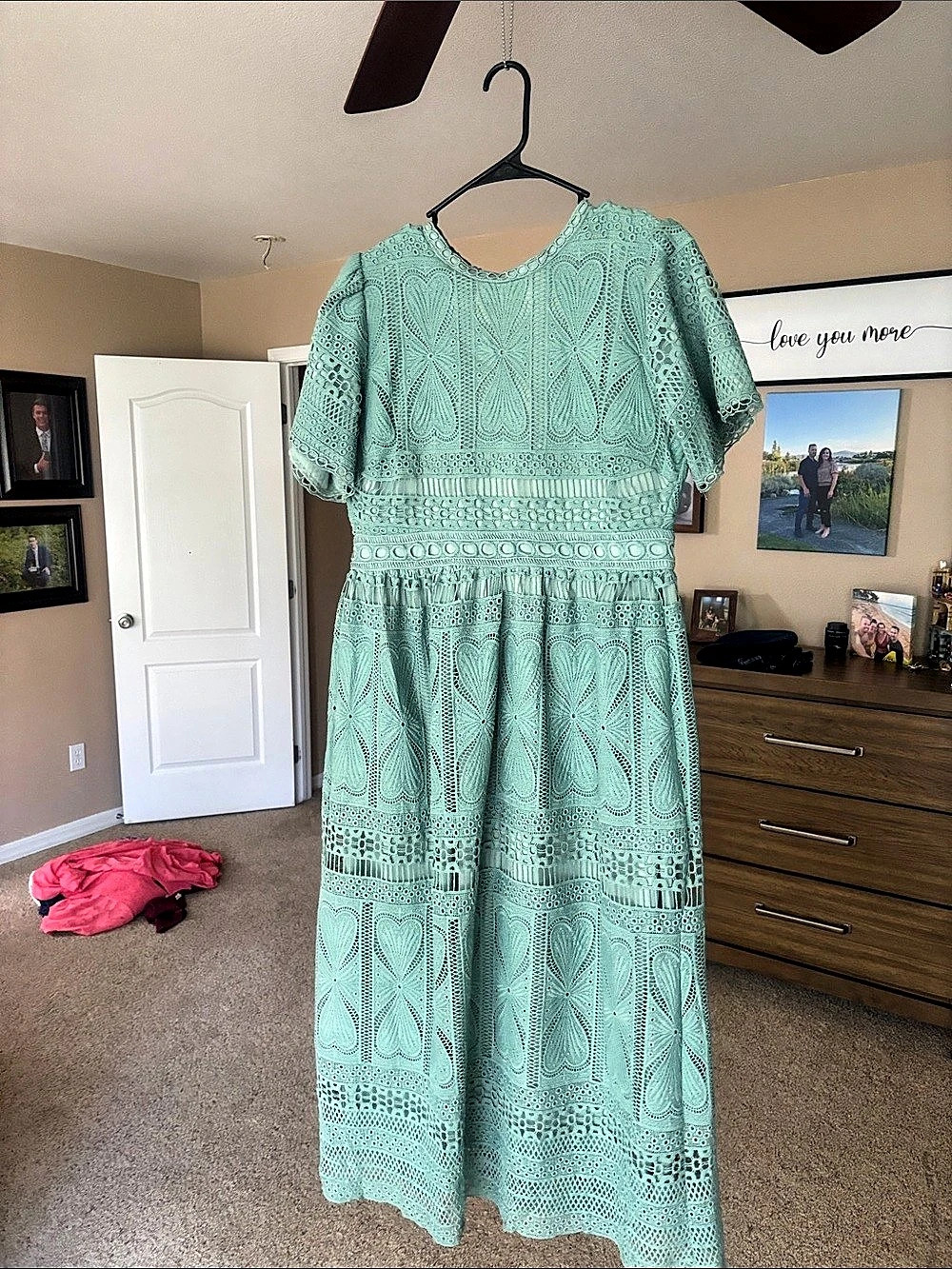 Maxi Lace Dress in Green Like New